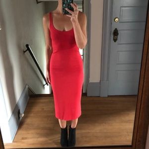 Urban Outfitters Red Bella Bodycon Midi Dress